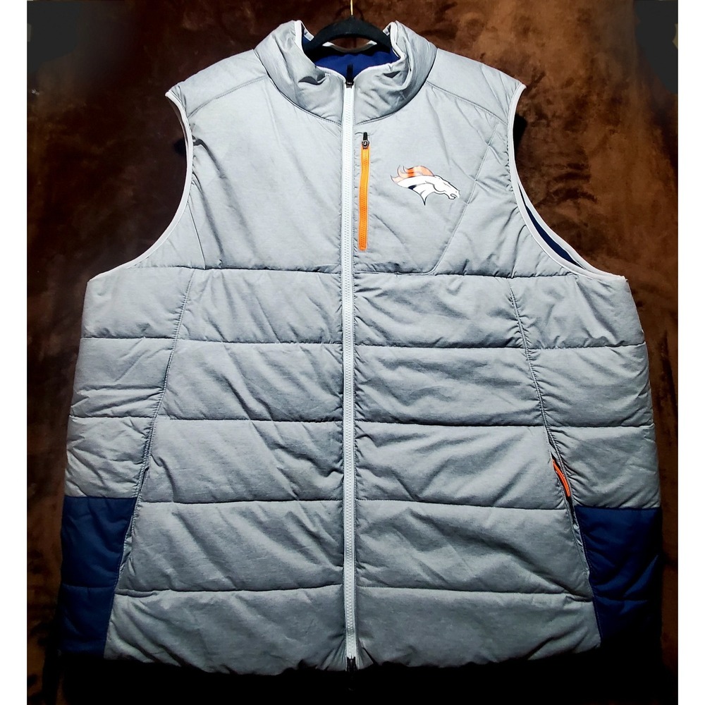 NFL Denver Broncos Nike Champ Drive Puffer Full Zip Gray Vest Jacket Men's 3XL